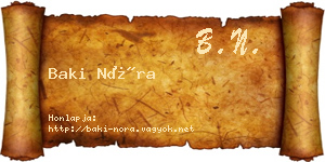 Baki Nóra névjegykártya